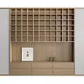 Modern Entryway Cabinet And Side Cabinet With Wooden Storage Drawers Open Compartments And Decorative Frame
