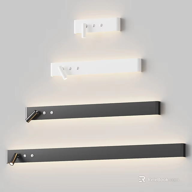 Modern Minimalist Wall Lights With White And Black Long Strip Design For Home Interior Decor 3d model 