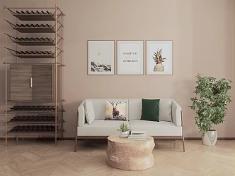 Nordic Double Sofa Coffee Table 3d model