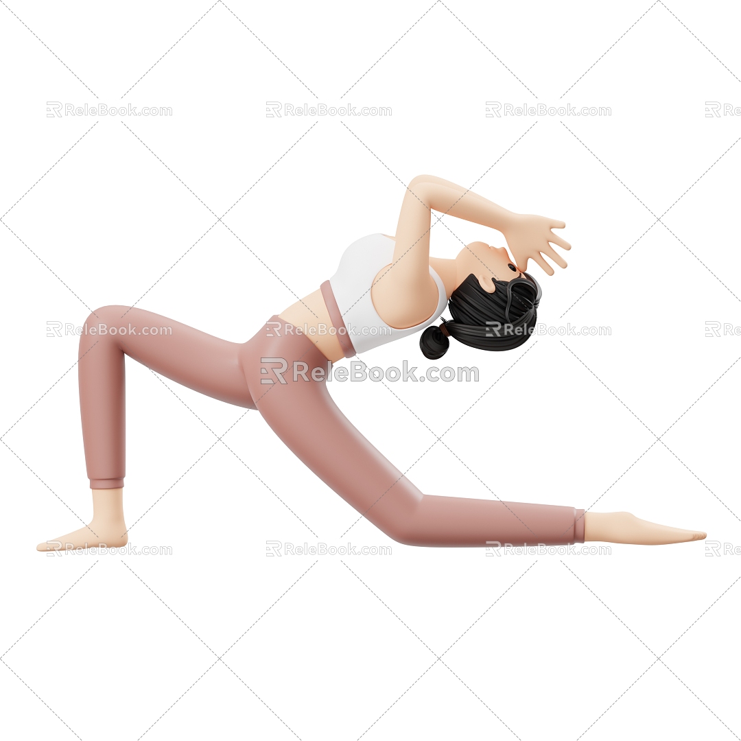 Modern Do Yoga Fitness Woman Cartoon Woman 3d model