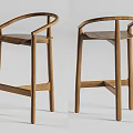 Wooden Bar Stools With Armrests Simple Modern Design Solid Wood Structure 3d model