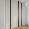 Modern Bedroom Accent Wall Design With Vertical Fabric Panels And Sunlight Shadows