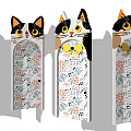 Multiple Swing Doors Featuring Cat Face and Floral Patterns in Different Positions