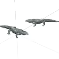 Two Realistic Gray Scaled Reptile Lizards On White Background 3D Rendering