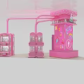 Pink Amusement Equipment With Multiple Machines Featuring Transparent Display Windows And Cute Theme