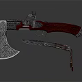 Decorative Weapon With Intricate Patterns Red Grip Silver Metal Axe Structure Small Knife Red Tassels