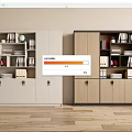 Office Storage Cabinets with White and Wood Tone Design File Folders Books and Globe
