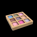 Perfume And Cosmetics Display With Lipsticks Foundation Bottles Eyeshadow Palettes And Blush