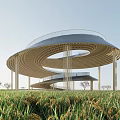 New Chinese-style Viewing Platform Corridor Landscape Platform Curve Landscape Structure Curve Slope Roof Landscape Pavilion Catering Architecture Rice Field Post Station 3d model