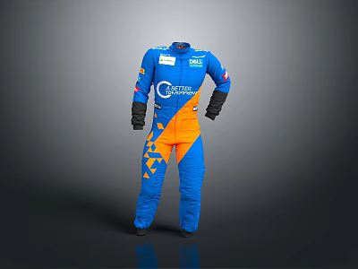 Blue And Orange Racing Suit With Sponsor Logo Long Sleeve Comfortable Daily Wear Design 3d model