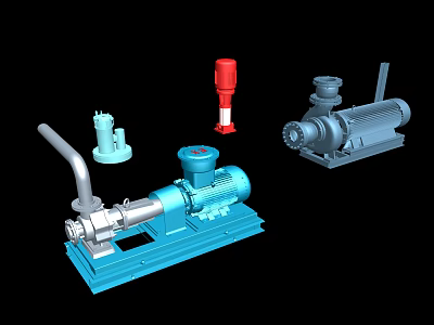 Industrial Equipment Pumps With Different Types Motor Bases And Structural Components 3d model