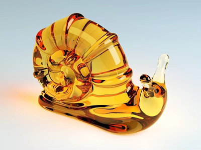 Exquisite Amber Glass Snail Decorative Ornament Set for Home Decoration 3d model