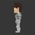 Pixel Style Character Model With Armor In Standing Pose On Black Background 3d model