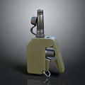 Military Weapon 3D Rendered Model With Olive Green Body And Gray Metal Components