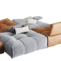 Modern Modular Sectional Sofa With Brown Gray Leather Upholstery And Soft Cushions 3d model