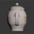 White Ceramic Teapot With Pink Yellow Floral Design For Home Furniture