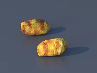 Two Golden Brown Rustic Bread Loaves With Crusty Surface And Soft Inside 3d model
