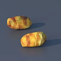 Two Golden Brown Rustic Bread Loaves With Crusty Surface And Soft Inside 3d model