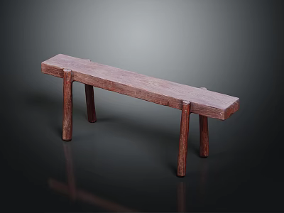 Natural Wooden Bench With Solid Wood Material Simple Design And Four Legs 3d model