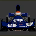 Blue Vintage Formula Race Car With ELF Ford Goodyear Logos Rear Wing Number 12