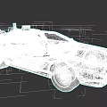 Futuristic Silver Car With Red Door Gull Wing Design And Roof Mounted Device