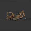 Yellow Bulldozer And Excavator Construction Equipment Parked On Sand Site