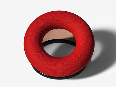 Red Circular Single Sofa with Woven Texture Black Base Wooden Inner and Modern Design 3d model