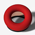 Red Circular Single Sofa with Woven Texture Black Base Wooden Inner and Modern Design