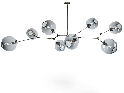 Modern Irregular Shaped Chandelier With Branching Metal Frame And Glass Globes For Home Decor 3d model