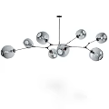 Modern Irregular Shaped Chandelier With Branching Metal Frame And Glass Globes For Home Decor