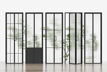 Modern folding door bathroom door glass folding door combination 3d model