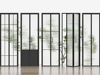 Modern folding door bathroom door glass folding door combination 3d model