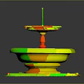 Rustic Two Tiered Stone Fountain Architectural Structure With Moss Covered Base And Square Platform