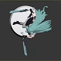 Anime Figure Green Hair Holding Sword Black Skirt White Thigh High Socks On White Stand