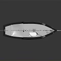 Wooden Boat With White Hull Black Trim Canopy Top And Side Flags