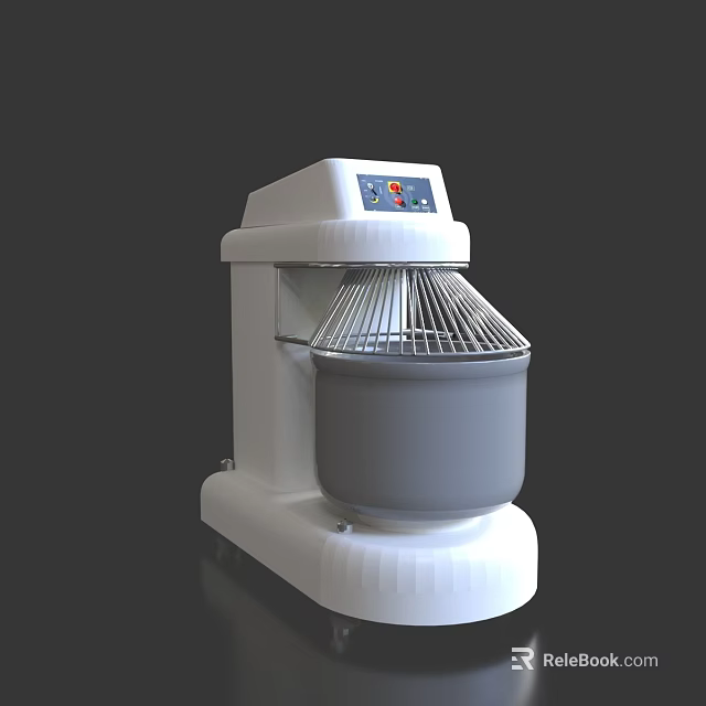 Kitchen Electric Dough Mixer with White Body Stainless Steel Whisk and Digital Control Panel 3d model 