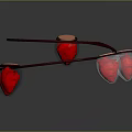 Red Glass Fashion Accessories With Small Containers Red Lids And String Reflections