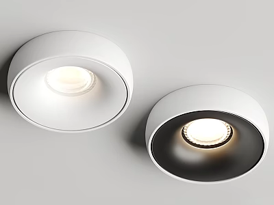 Modern White Flush Mounted Ceiling Downlights and Spotlights with Soft Glowing Illumination 3d model