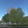 Modern Twin Office Towers With Green Roofs And Riverside Landscaped Surroundings