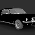 Classic Black Ford Mustang Sports Car With Retro Design And Two Door Coupe
