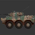 Military Armored Vehicle With Camouflage Paint Six Wheel Design And Mounted Antennas