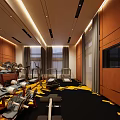 Modern Fitness Gym Interior With Dumbbells Treadmills Wooden Walls And TV