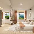 Modern Hotel Guest Room Interior Design With Twin Beds Curtains And Window Decor