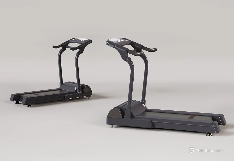 Modern Sports Equipment Treadmills with Digital Display and Handrails for Home Fitness Use 3d model 