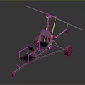 Lightweight Metal Frame Aircraft With Horizontal Wing Three Red Wheels And Seat