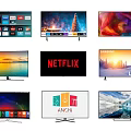 Various Television Screens Displaying Different Content Including Netflix UHD And Scenery 3d model