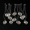 Modern Transparent Glass Orb Shaped Pendant Lights With Thin Silver Wires Hanging