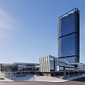 Modern Commercial Street With Tall Buildings Large Billboards And Shopping Mall Exterior