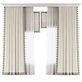 Elegant Beige Curtains With Sheer Panels And Decorative Tassel Trim Details