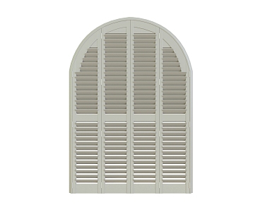 Solid wood white paint louver arc door 3d model